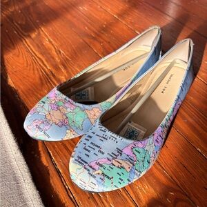 ModCloth Global Sensation Map Flats Women's Shoes Size 12 TUK